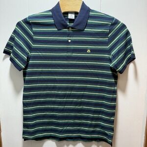 Brooks Brothers 1818 Polo Shirt‎ Mens Blue Green Striped Slim Fit Size XL Logo